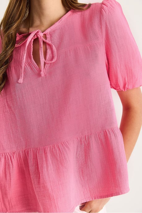 Blus med rund hals och detaljsnöre - Image 6