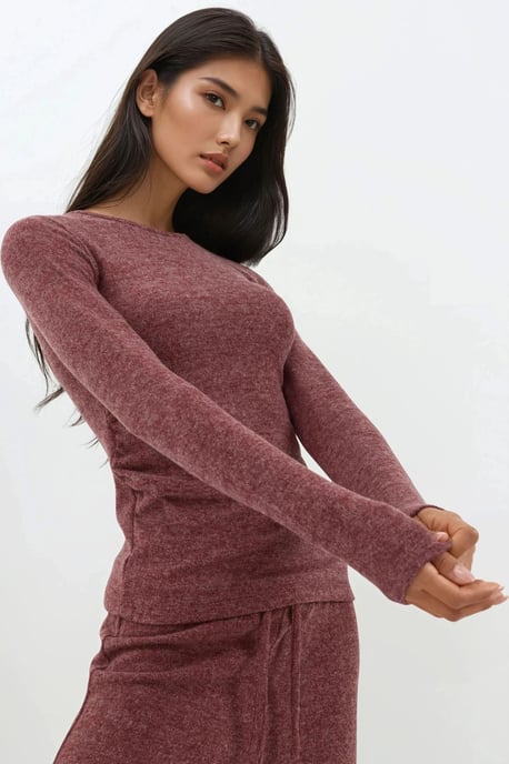 Mjuk Texturerad Blus med Lång Ärmar - Image 1