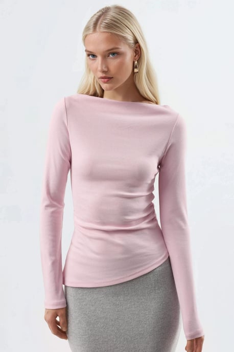 Boat Neck Cotton Blouse - Image 1