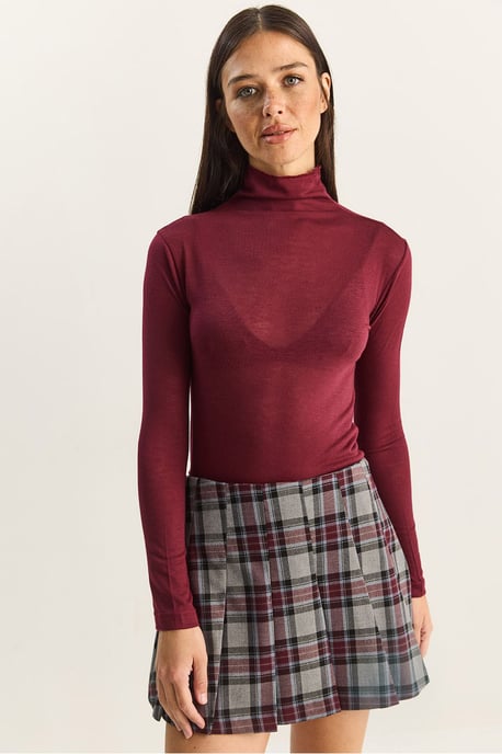 Fitted Lange Mouw Turtleneck Blouse - Image 2