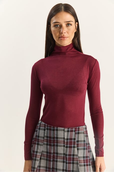 Fitted Lange Mouw Turtleneck Blouse - Image 6