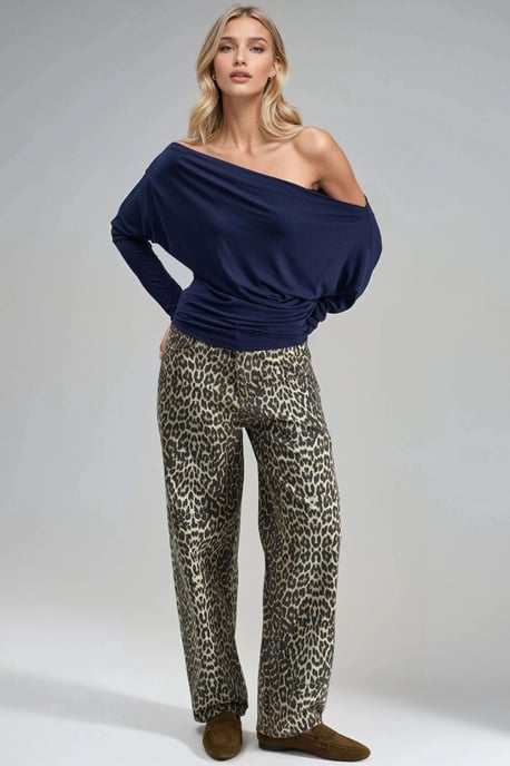 Boat Neck Drape Blouse - Image 3