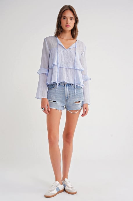 Kantelige Blouse met Strikdetail - Image 2