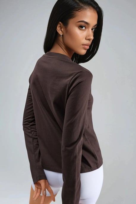 Long Sleeve Crew Neck Basic Blouse - Image 2