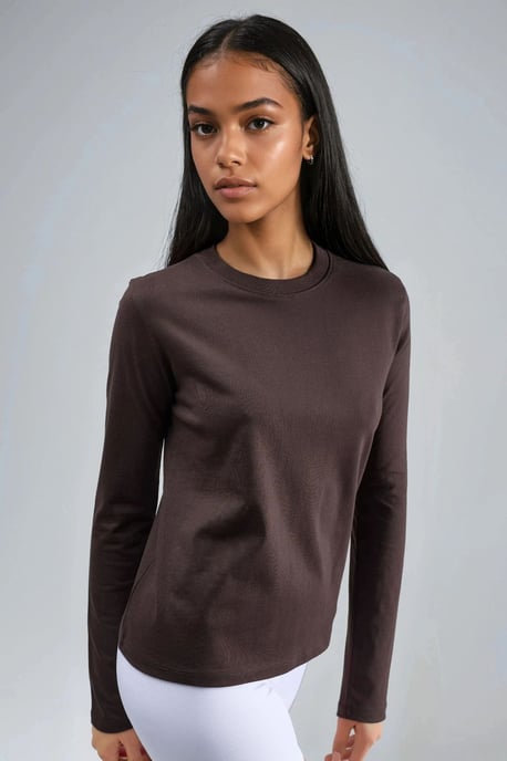 Long Sleeve Crew Neck Basic Blouse - Image 3