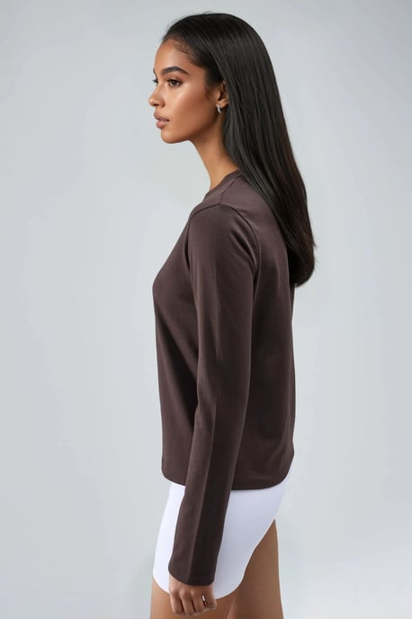 Long Sleeve Crew Neck Basic Blouse - Image 5