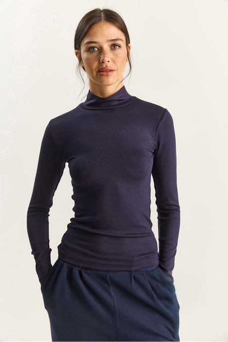 Slim Fit Långärmad Halvpolokrage Topp - Image 5