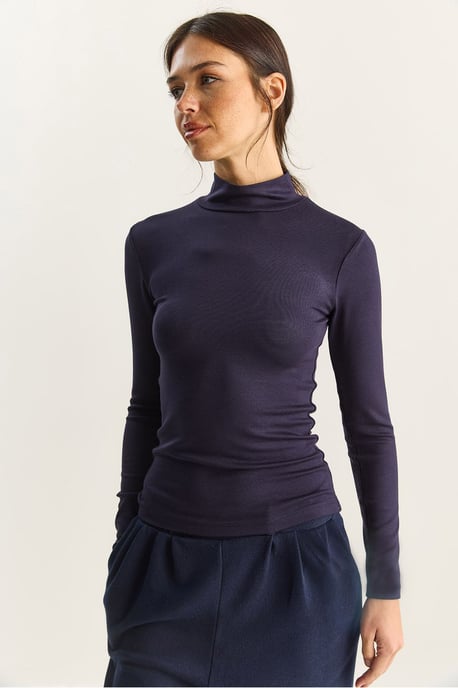 Slim Fit Långärmad Halvpolokrage Topp - Image 6
