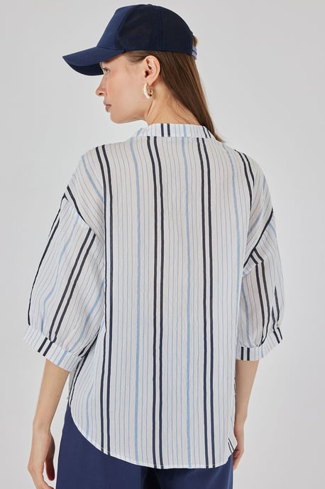 Gestreepte V-hals Blouse - Image 6