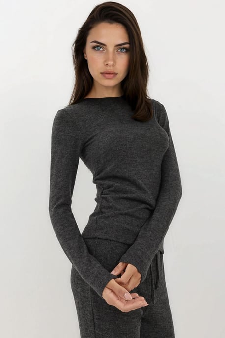 Mjukt Texturerad Blus med Lång Ärmar - Image 5