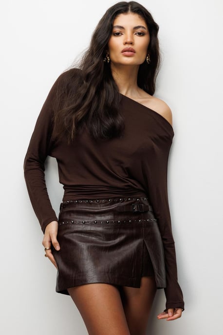 Asymmetrische Kraag Slim Fit Crop Blouse met Uitsnijding - Image 2
