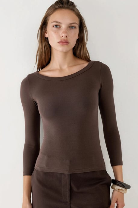 Ronde Hals Geribbelde Lange Mouwen Blouse - Image 5