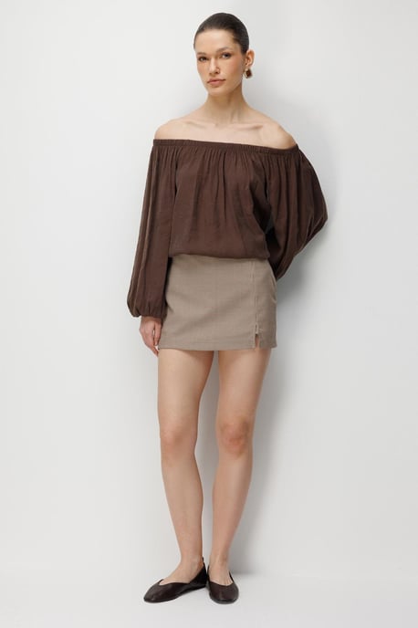 Off-shoulder Textuur Blouse - Image 2