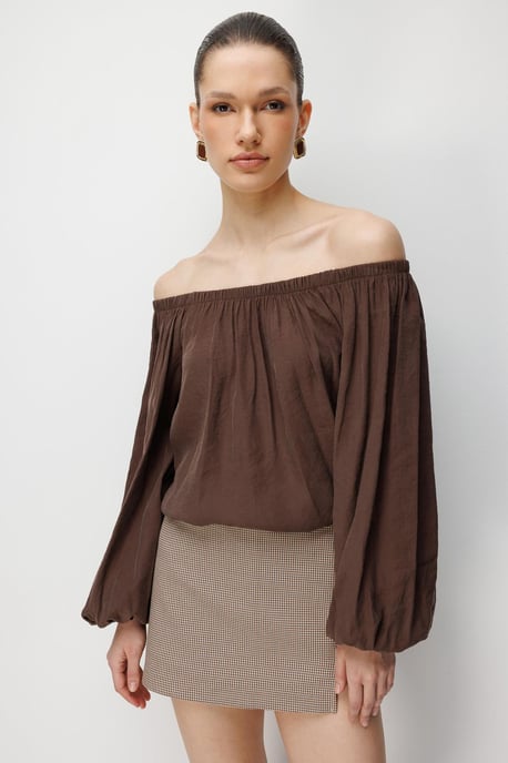 Off-shoulder Textuur Blouse - Image 3