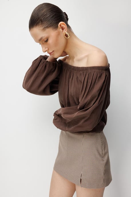 Off-shoulder Textuur Blouse - Image 4