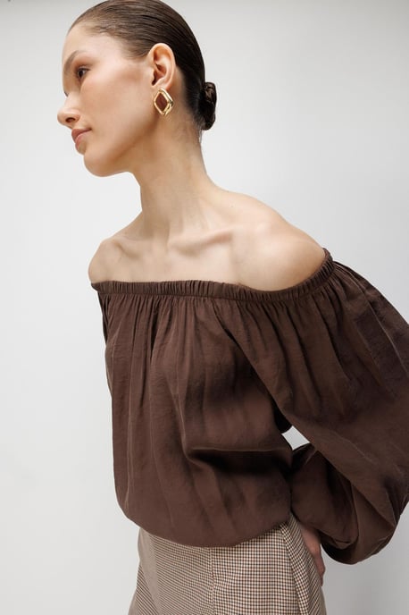 Off-shoulder Textuur Blouse - Image 5