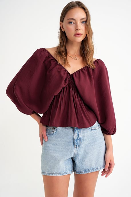 V-ringad Blus med Volangdetalj - Image 2