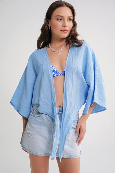 Textured V-Neck Bolero Blouse - Image 3
