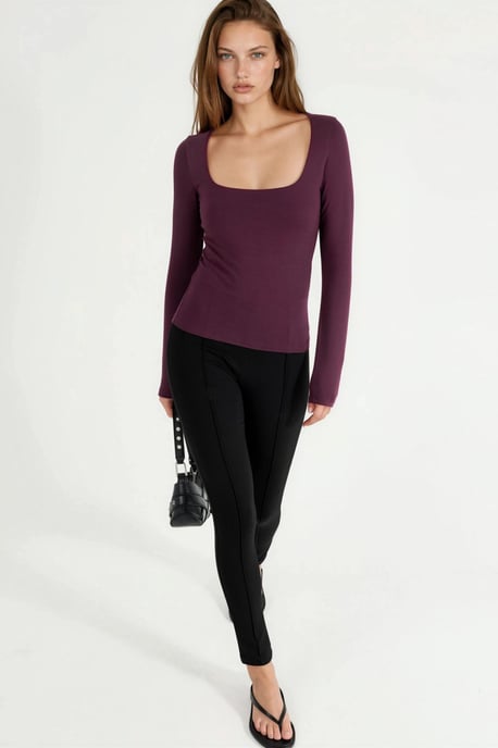 Aangepaste Blouse met Lange Mouwen en Vierkante Kraag - Image 4