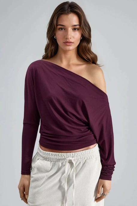 Boat Neck Drape Blouse - Image 1