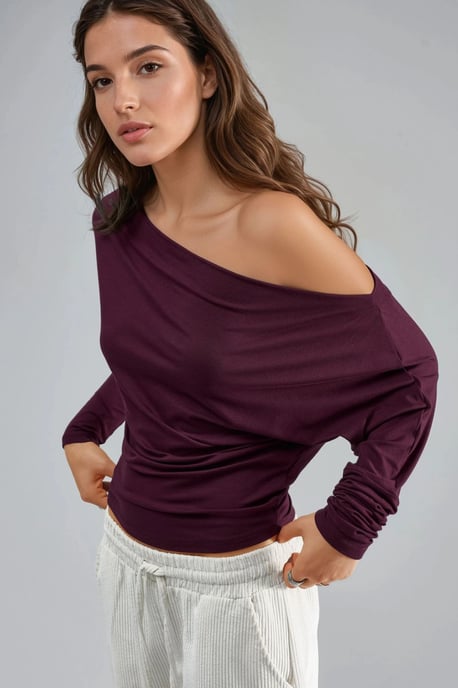 Boat Neck Drape Blouse - Image 2