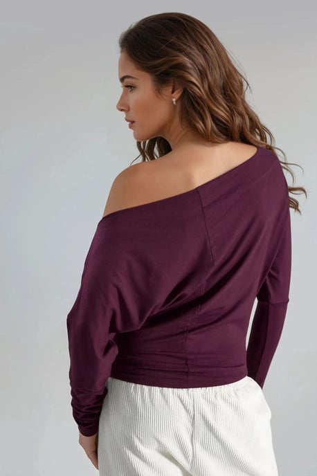 Boat Neck Drape Blouse - Image 3