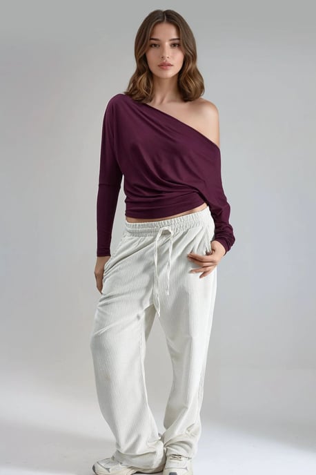 Boat Neck Drape Blouse - Image 4