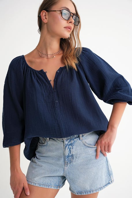Geknoopte Mousseline Blouse - Image 3