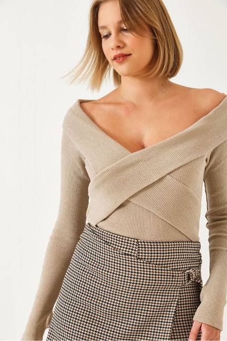 Strapless Geribbelde Textuur Blouse - Image 1