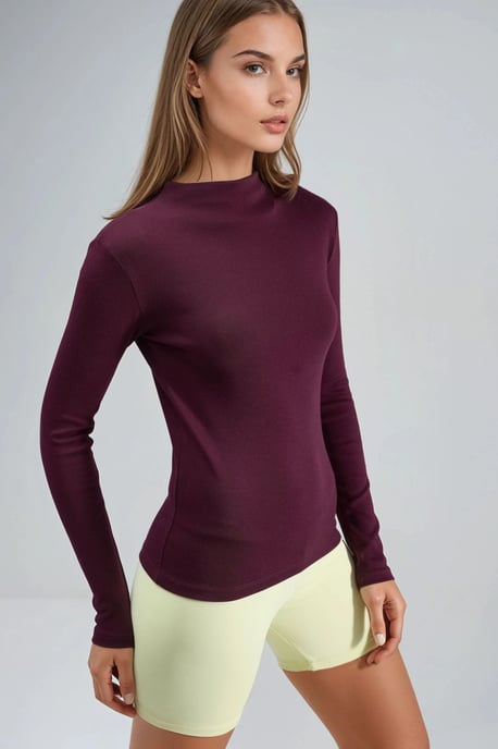 Slim Fit Half Turtleneck Blouse - Image 3
