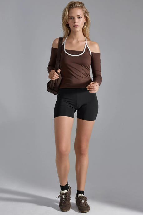 Slim Fit Knitted Blouse with U Collar and Contrast Binding - Image 6