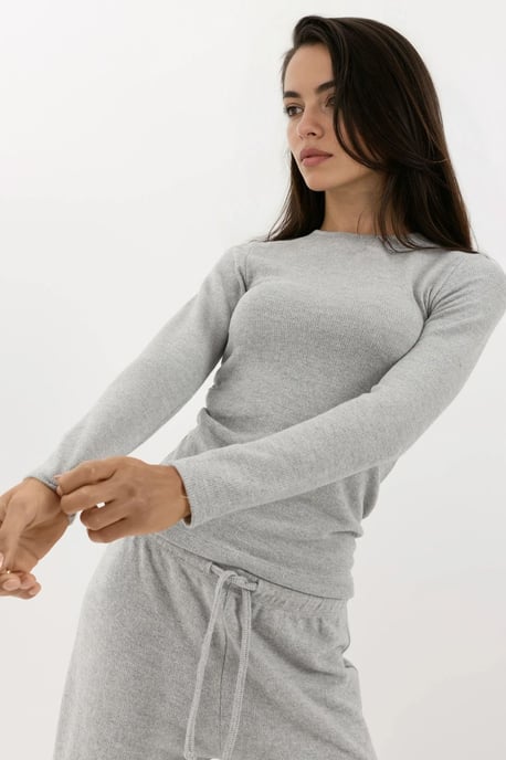 Mjuk Texturerad Blus med Långa Ärmar - Image 1