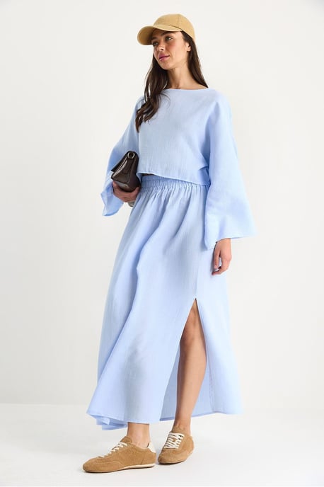 Textured Crew Neck Blouse en Rok Set - Image 2