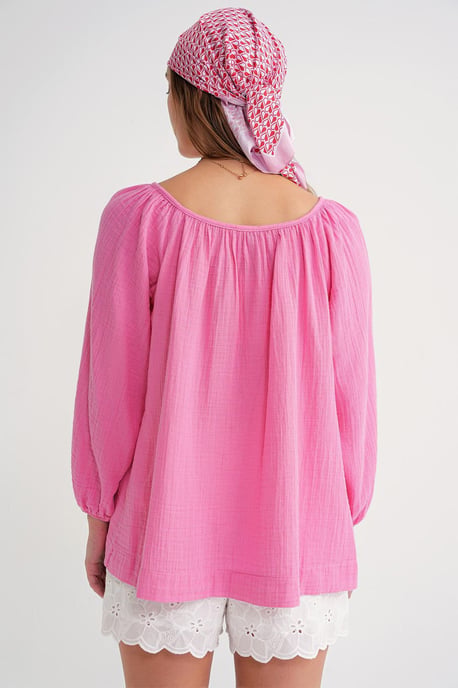 Geknoopte Mousseline Blouse - Image 5