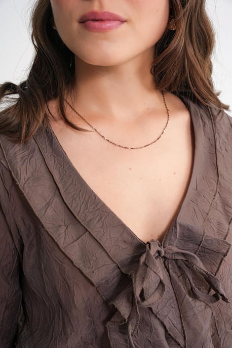 V-Neck Ruffle Blouse with Drawstring - Image 6