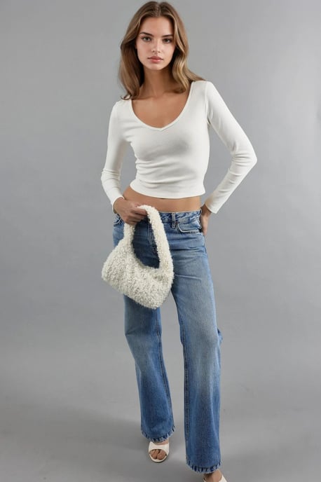 Getailleerde V-hals Langdurige Blouse - Image 5