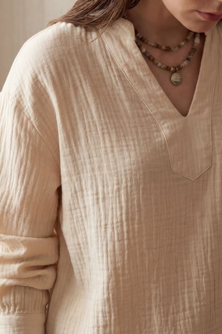 V-hals Blouse & Wijde Pantalon Muslin Twee-delig Set - Image 6