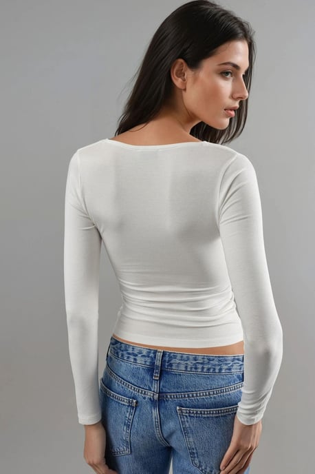 Getailleerde Blouse met Lange Mouwen en Vierkante Kraag - Image 3