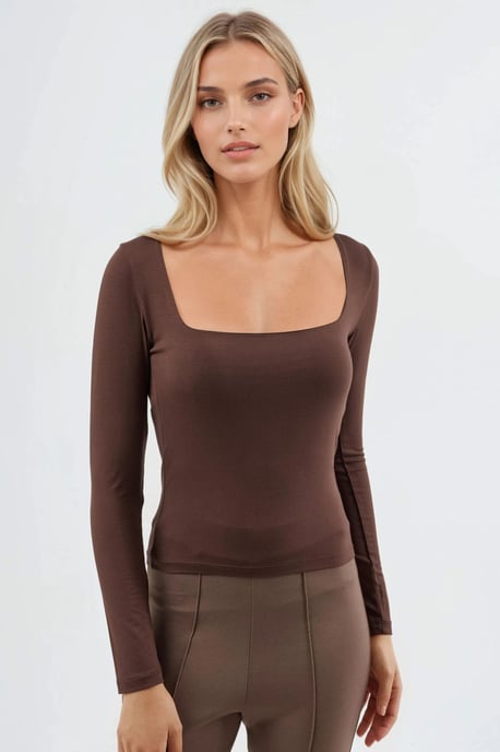 Aangepaste Blouse met Lange Mouwen en Vierkante Kraag - Image 6
