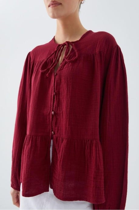 Lange Mouwen Losse Blouse met Strikhals - Image 4