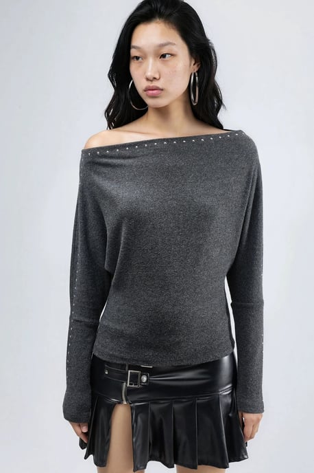 Bootneck Blouse met Steenaccessoire - Image 2