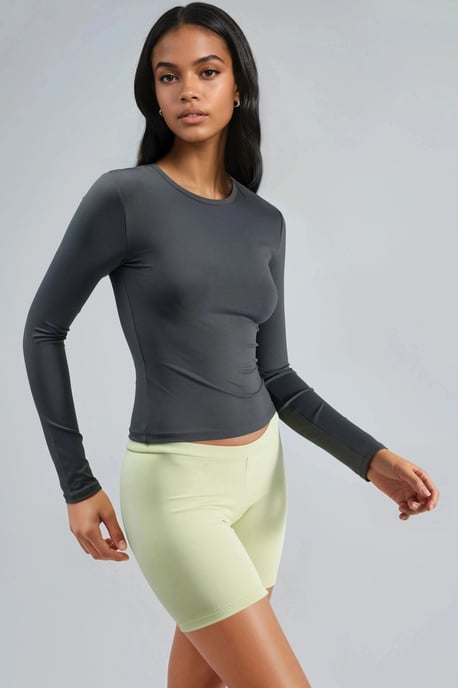 Slim Fit Crew Neck Lange Mouw Blouse - Image 2
