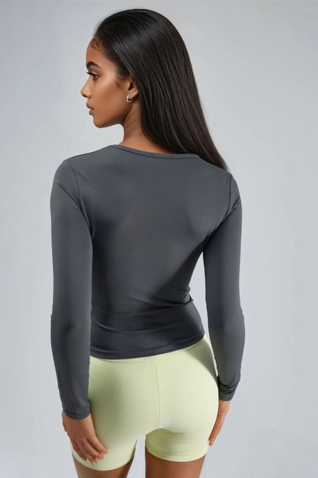 Slim Fit Crew Neck Lange Mouw Blouse - Image 3