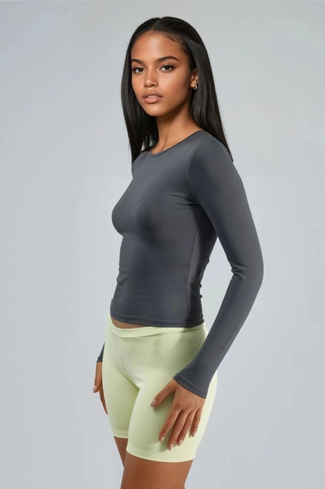 Slim Fit Crew Neck Lange Mouw Blouse - Image 4