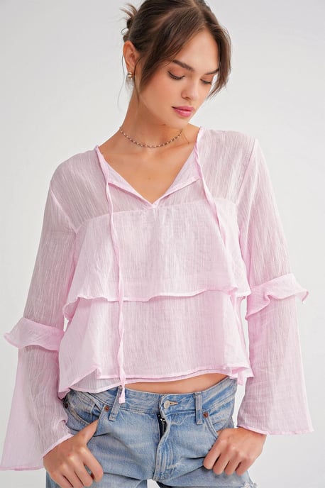 Kantelige Blouse met Strikdetail - Image 1