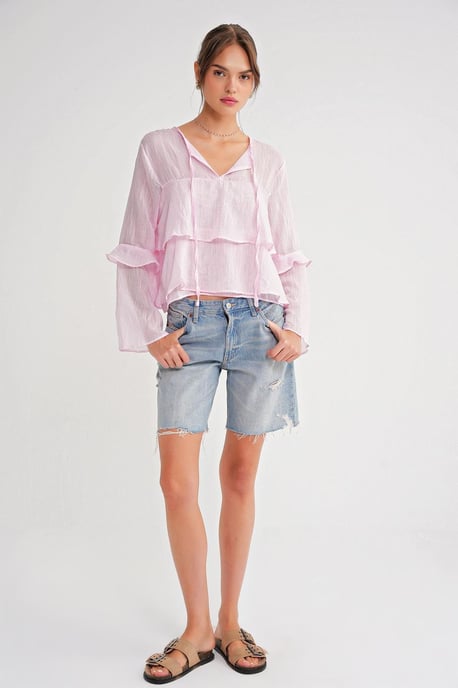 Kantelige Blouse met Strikdetail - Image 2