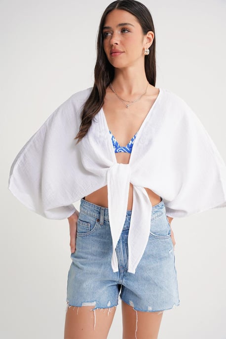 Textured V-Neck Bolero Blouse - Image 2