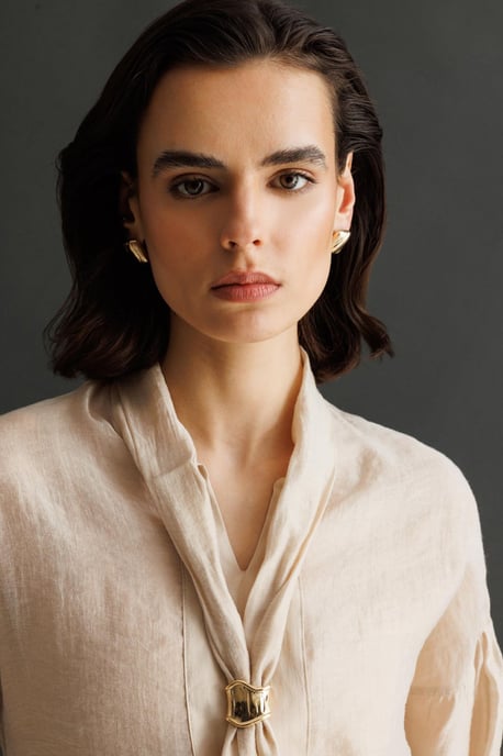 V-Neck Tie Detail Blouse - Image 3
