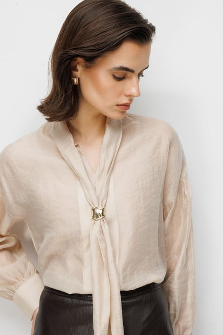 V-Neck Tie Detail Blouse - Image 4