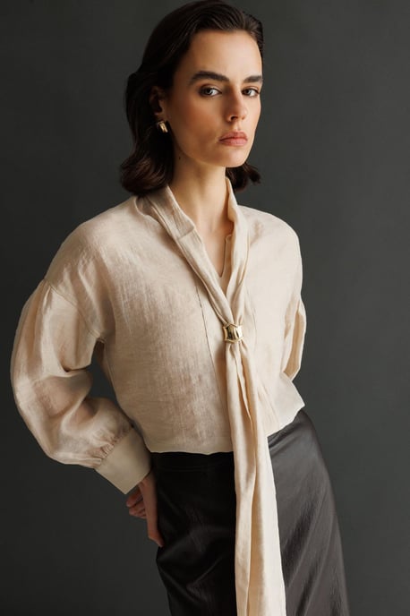 V-Neck Tie Detail Blouse - Image 6